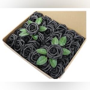 CODE FLORIST Black Foam Roses 20pc Artificial Rose Flowers Event Decor